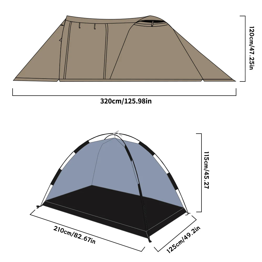 expandable dome tent, 2 people